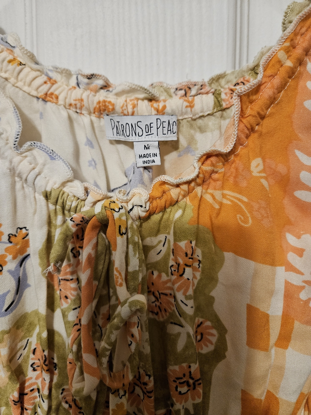 Patrons of Peace Patchwork Print Midi Dress with Smocked Bodice Festival Boho - Picture 4 of 8
